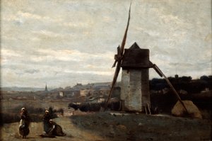 Eine Windmühle, Etretat, 19. Jahrhundert von Jean Baptiste Camille Corot