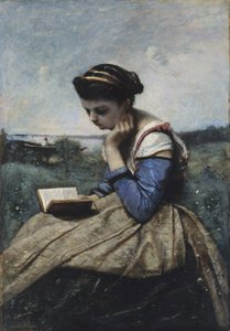 Eine Frau beim Lesen von Jean Baptiste Camille Corot