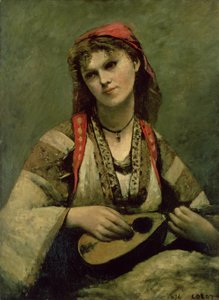 Christine Nilson (1843-1921) oder Die Bohemienne mit einer Mandoline von Jean Baptiste Camille Corot