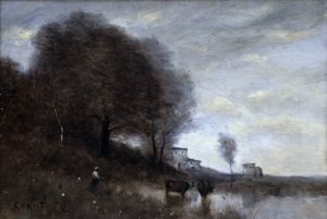 Landschaft auf dem Land von Jean Baptiste Camille Corot
