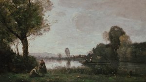 Flusslandschaft (Die Seine bei Chatou) von Jean Baptiste Camille Corot
