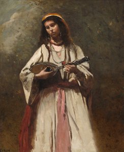 Zigeunerin mit Mandoline, um 1870 von Jean Baptiste Camille Corot