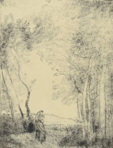 Junge Mutter am Waldeingang von Jean Baptiste Camille Corot