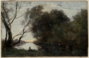 See: Sonnenuntergang, Mitte des 19. Jahrhunderts von Jean Baptiste Camille Corot