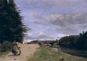 Landschaft mit Mutter und Kindern von Jean Baptiste Camille Corot
