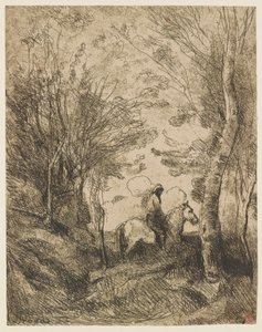 Der große Reiter im Wald von Jean Baptiste Camille Corot