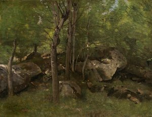 Felsen im Wald von Fontainebleau von Jean Baptiste Camille Corot