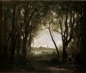 Szene an einem See, 1860-1873 von Jean Baptiste Camille Corot