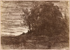 Der Wald des Einsiedlers oder die Ufer des Trasimenischen Sees von Jean Baptiste Camille Corot