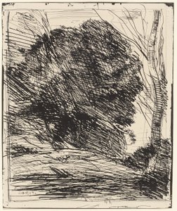 Bäume an einem Berghang von Jean Baptiste Camille Corot