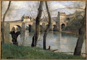 Ansicht der Brücke von Mantes von Jean Baptiste Camille Corot