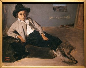 Junger Italiener sitzend von Jean Baptiste Camille Corot