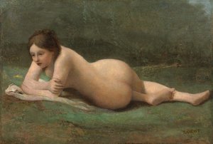 Junge Frau auf dem Gras liegend, ca. 1850-60 von Jean Baptiste Camille Corot