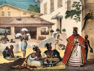 Frauen Guarani, Innenansicht eines Zigeunerhauses, Brasilien