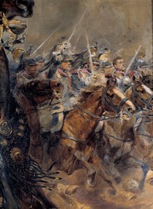 Napoleonische Kriege: „Der letzte Angriff von General Antoine Charles Comte de Lasalle (1775-1809), getötet bei Wagram am 6. Juli 1809“ von Jean Baptiste Edouard Detaille