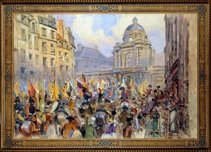 Die Übergabe der Trophäen an den Senat nach der Schlacht von Ulm und Austerlitz 1806, Aquarellskizze von Edouard Detaille