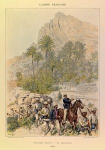 Typen und Uniformen der französischen Armee von Hauptmann Jules Richard, illustriert von Edouard Detaille: Fusiliers Marins auf Expedition 1887