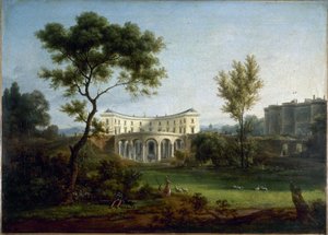 Das Haus von Beaumarchais und die Bastille, ca. 1788 von Jean Baptiste Genillion
