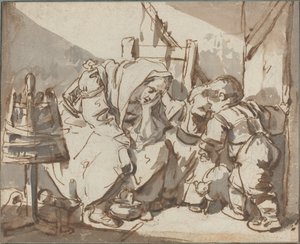 Eine müde Frau mit zwei Kindern