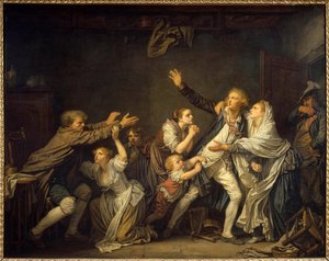 Ein Vater verleugnet seinen Sohn, der gezwungen ist, das Elternhaus zu verlassen von Jean Baptiste Greuze