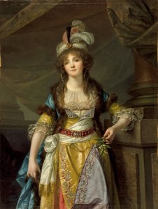 Porträt einer Dame in türkischer Fantasiekleidung, um 1790 von Jean Baptiste Greuze