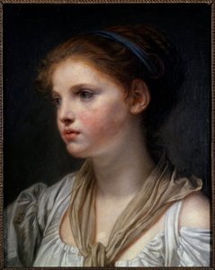 Porträt eines Mädchens mit blauem Band von Jean Baptiste Greuze