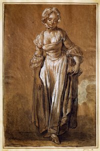Stehendes junges Mädchen, Zeichnung von Jean-Baptiste Greuze von Jean Baptiste Greuze