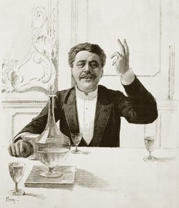 Porträt von Henry Becque (1837-1899), französischer Dramatiker - Grab von Florian nach Jean-Baptiste Guth (1883-1921) - Veröffentlicht in Revue illustree, ca. 1890