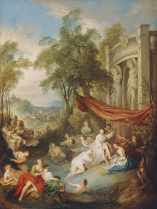 Nymphen baden an einem Pool bei einer Loggia von Jean Baptiste Joseph Pater