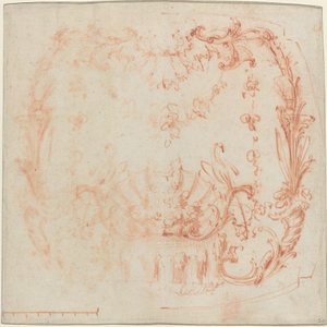 Rokoko-Wanddesign mit einem Brunnen und Schwänen von Jean Baptiste Joseph Pater