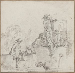 Figuren, die um einen Brunnen sitzen von Jean Baptiste Lallemand