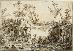 Studie für das Frontispiz, für Varie Vedute del Gentile von Jean Baptiste Le Prince