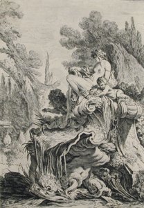 Brunnen mit einer Nymphe, die auf einer Muschel sitzt von Jean Baptiste Marie Pierre
