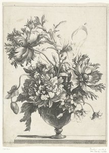 Glasvase mit Blumen von Jean Baptiste Monnoyer