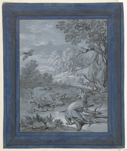 Der Wolf und der Jäger von Jean Baptiste Oudry