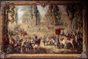 Jagden von Ludwig XVI.: Das Treffen an der Kreuzung des Königsbrunnens im Wald von Compiègne von Jean Baptiste Oudry