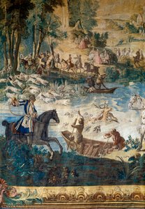 Jagd von Louis XV: der Tod des Hirsches im Teich (Detail)