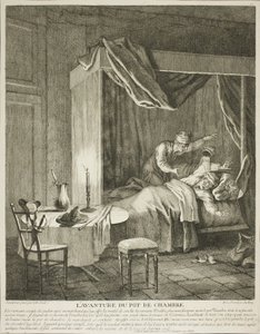 Das Abenteuer des Nachttopfs, Platte vier aus Scènes du Roman Comique von Jean Baptiste Oudry