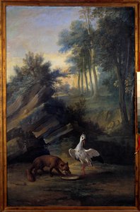 Der Fuchs und der Storch. Illustration einer Fabel von Jean de La Fontaine von Jean Baptiste Oudry
