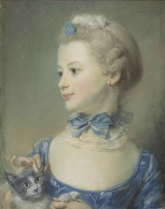 Das kleine Mädchen mit der Katze Marie-Anne Huquier, 1747 von Jean Baptiste Perronneau