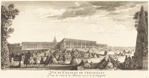 Ansicht des Schlosses von Versailles von der Terrasse gegenüber der Kapelle
