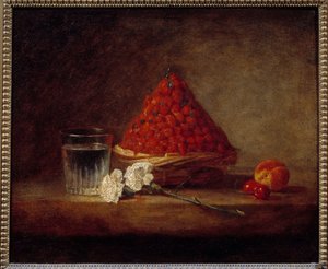 Korb mit wilden Erdbeeren von Jean Baptiste Simeon Chardin