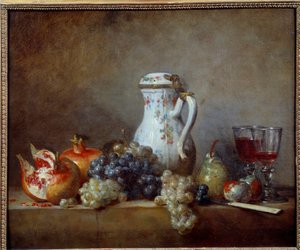 Trauben und Granatäpfel von Jean Baptiste Simeon Chardin