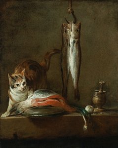 Stillleben mit Katze und Fisch von Jean Baptiste Simeon Chardin