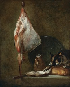 Stillleben mit Katze und Rochen