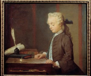 Das Toton-Kind. Auguste Gabriel Godefroy (1728-1813). Ein Kind spielt Toton, eine Art Kreisel mit vier Seiten von Jean Baptiste Simeon Chardin