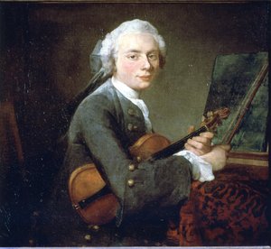 Der junge Mann mit der Violine, um 1738. Porträt von Charles Theodose Godefroy. Öl auf Leinwand von Jean Baptiste Simeon Chardin (1699 - 1789). Paris, Musée du Louvre von Jean Baptiste Simeon Chardin
