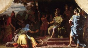Alexander der Große erhält die Nachricht vom Tod des Gymnosophisten Kalanos durch Selbstverbrennung
