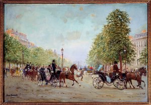 Der Spaziergang auf den Champs-Elysees. Gemälde von Jean Beraud (1849-1935) 19. Jahrhundert