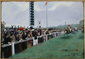 Rennen in Longchamp; das Ziel von Jean Beraud